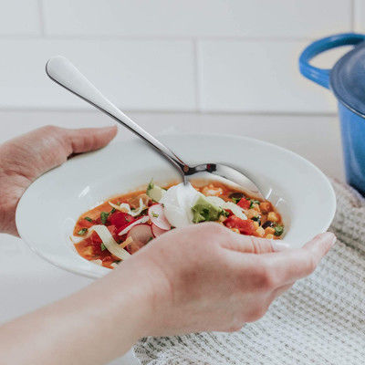 Zilveren Roestvrij staal de Lepels van het 12 die Stukkendiner voor Huiskeuken of Restaurant worden geplaatst