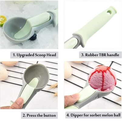 De plastic Roomijslepel met Gemakkelijk Trekkerkoekje holt de Lepel van de Meloenbal uit