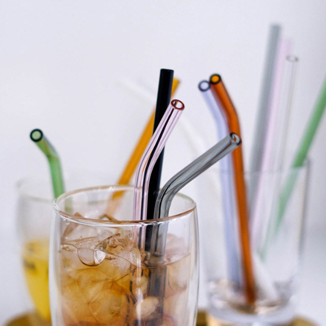 Opnieuw te gebruiken het Glas van Borosilicate van het Glasstro Veelvoudig Gekleurd het Drinken Stro