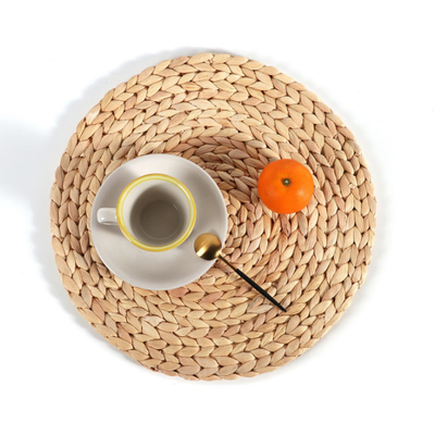Waterhyacinth round braided rattan woven Place matten 25cm