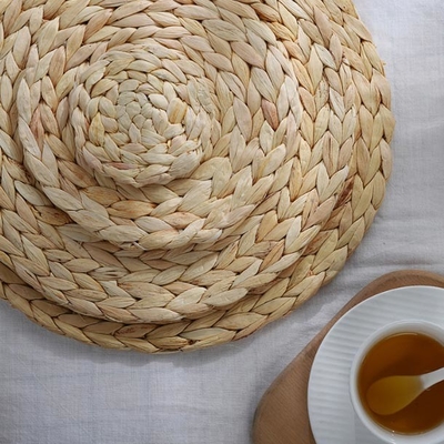 Waterhyacinth round braided rattan woven Place matten 25cm