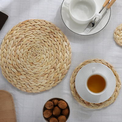 Waterhyacinth round braided rattan woven Place matten 25cm