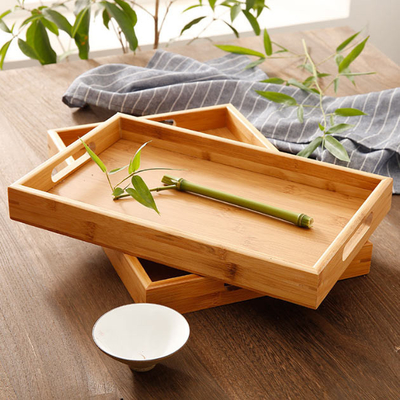 Houten het Eten Koffietafelbamboe die Tray With Handles dienen