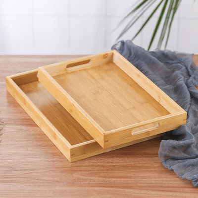 Houten het Eten Koffietafelbamboe die Tray With Handles dienen
