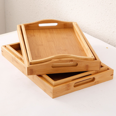 Houten het Eten Koffietafelbamboe die Tray With Handles dienen