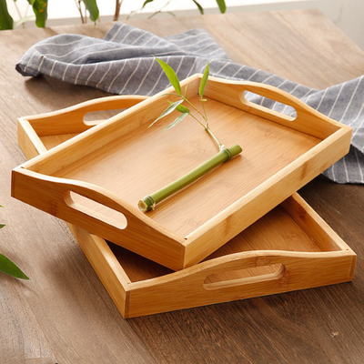 Houten het Eten Koffietafelbamboe die Tray With Handles dienen