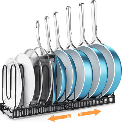 Black metal Regelbaar Pot en Pan Organizer Rack For Cabinet