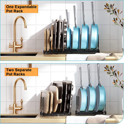 Black metal Regelbaar Pot en Pan Organizer Rack For Cabinet
