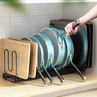 Black metal Regelbaar Pot en Pan Organizer Rack For Cabinet