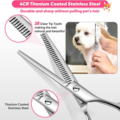6 in 1 Roestvrij staalhond het Verzorgen Schaar Kit With Safety Round Tips