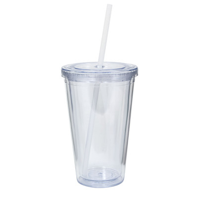 Transparante 32 Oz geïsoleerde dubbelwandige bekers PS-materiaal