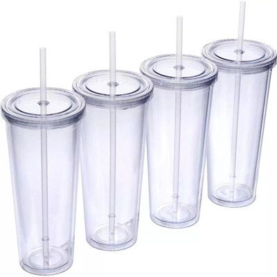 Transparante 32 Oz geïsoleerde dubbelwandige bekers PS-materiaal