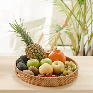 Multifunctionele Hand - geweven Rotan om het Dienen van Tray Serving Basket met Besnoeiing