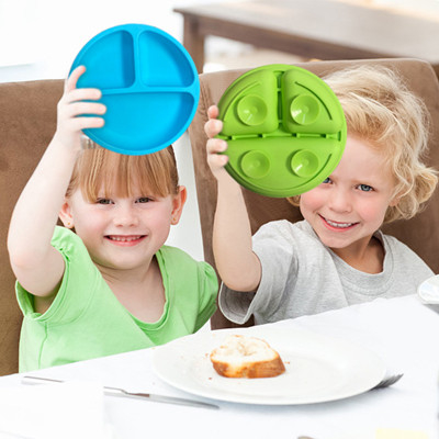 Food Grade Multicolor Baby Siliconen Borden Met Zuigkracht En Deksels