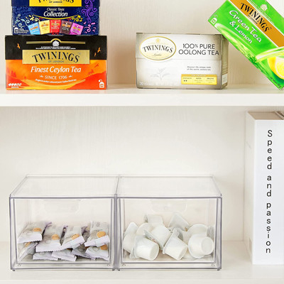 2 van de Organisatorstorage drawers plastic van de pakmake-up Stapelbare de Opslagbakken