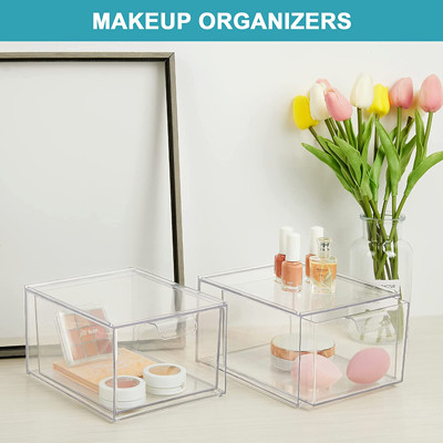 2 van de Organisatorstorage drawers plastic van de pakmake-up Stapelbare de Opslagbakken