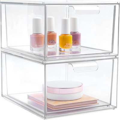 2 van de Organisatorstorage drawers plastic van de pakmake-up Stapelbare de Opslagbakken