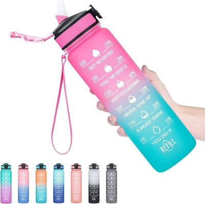 Veelkleurige Lekvrije 32 Oz-Waterflessen Motieven met Tijdteller