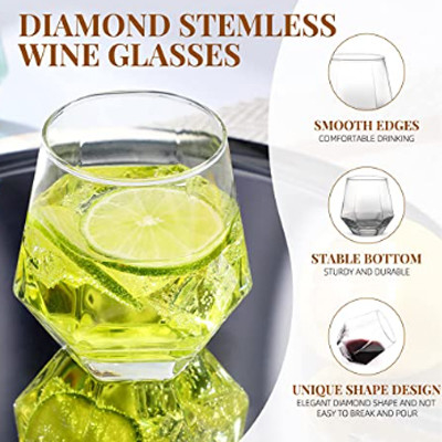 Stemless Wijnglas Transparant Crystal Diamond Shape Wine Glass Cups