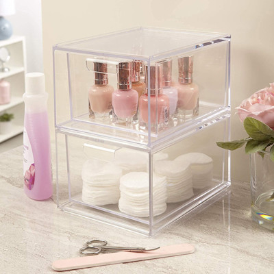 Multifunctionele Make-up Stapelbare Duidelijke Plastic Organisator Drawers With Lid