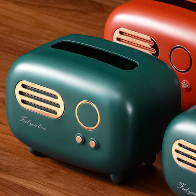 Materiaal van Desktop het Uitstekende Retro Radio Modeltissue box plastic