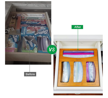 De Zakorganisator Food Storage van Ziploc van het ladebamboe