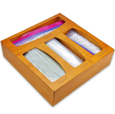 De Zakorganisator Food Storage van Ziploc van het ladebamboe