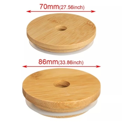 Houseware 70mm/86mm Bamboe Mason Lids met de Verbinding Mason Caps van Straw Hole en van het Silicone