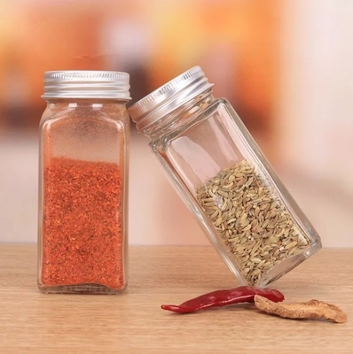 van het de Keuken de Vierkante Glas van 12pcs 120ml Flessen van het Kruidkruiken met Shaker Lids And Airtight Metal-Deksels