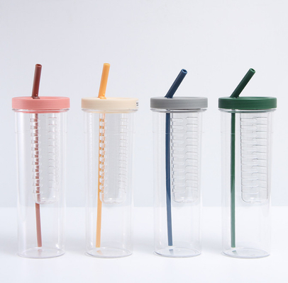 OEM 700ml Plastic Espressokoppen met Straw And Lid