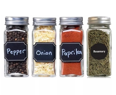 van het de Keuken de Vierkante Glas van 12pcs 120ml Flessen van het Kruidkruiken met Shaker Lids And Airtight Metal-Deksels
