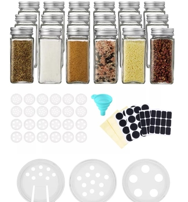van het de Keuken de Vierkante Glas van 12pcs 120ml Flessen van het Kruidkruiken met Shaker Lids And Airtight Metal-Deksels