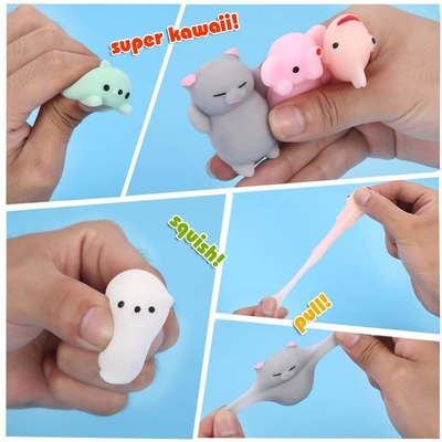 50PCS TPR Mini Animal Squishy Stress Toys Mochi friemelen Speelgoed voor Spanningshulp