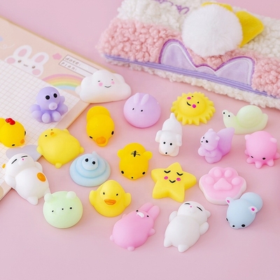 50PCS TPR Mini Animal Squishy Stress Toys Mochi friemelen Speelgoed voor Spanningshulp
