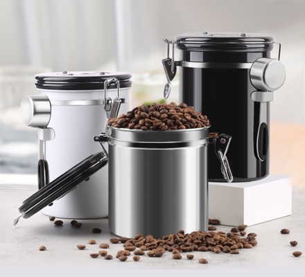 500g Bus van roestvrij staal de Essentiële Barista Tools Coffee Airtight met de Klep en de Lepel van Co2