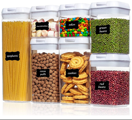 van het de keukenhuishouden van 7pcs BPA Vrije Luchtdichte de Opslagcontainer met Gemakkelijke Slotdeksels