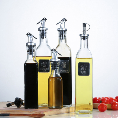 van het Glasolive oil dispenser bottles clear van 250ml 500ml de Azijnolie- en azijnstelletje met Pourers-Olie