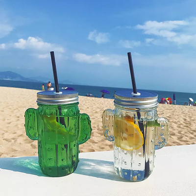 Van het de Cactuswater van het huishoudenglas de de Kopzomer Juice Cup With Straw 400ml