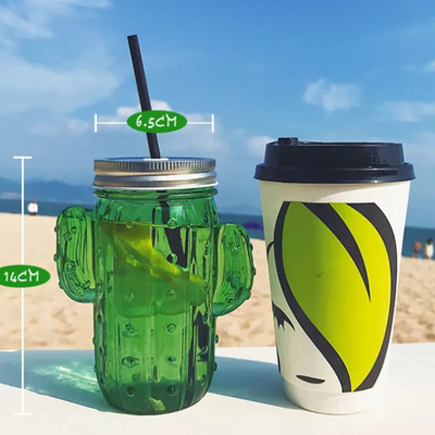 Van het de Cactuswater van het huishoudenglas de de Kopzomer Juice Cup With Straw 400ml