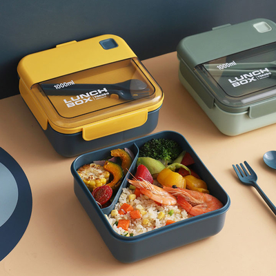 de Rechthoekpp Eco Vriendschappelijke Bento Box Airtight Lunch Box Brandkast van 1L 2L 3L voor Microgolf