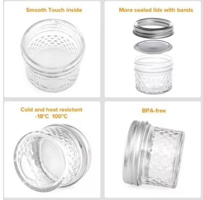 Brede Mond Mini Caviar Glass Preserve Jars voor Jam 100ml 40 Reeksen