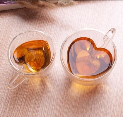 ISO9001 transparante Glasdouane het Drinken Koppengift Hart Gevormde 200ml-300ml
