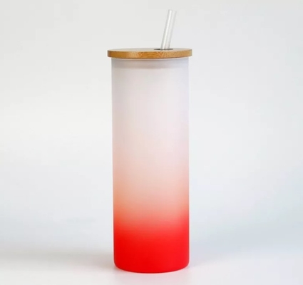 18oz sublimatiedouane het Drinken de Koppen Berijpte Fles van het Gradiëntwater met Bamboedeksel