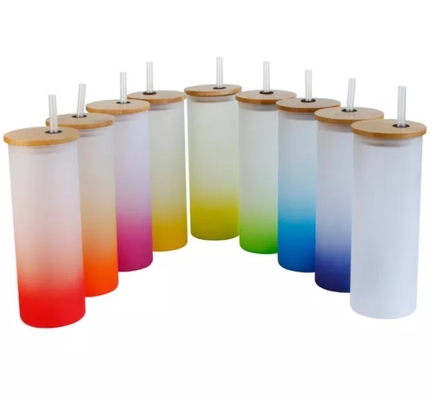 18oz sublimatiedouane het Drinken de Koppen Berijpte Fles van het Gradiëntwater met Bamboedeksel