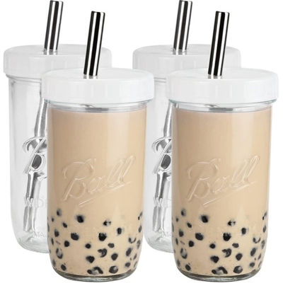 De brede Koppen van de Thee Opnieuw te gebruiken Smoothie van het Mondglas met Stro 16oz 24oz