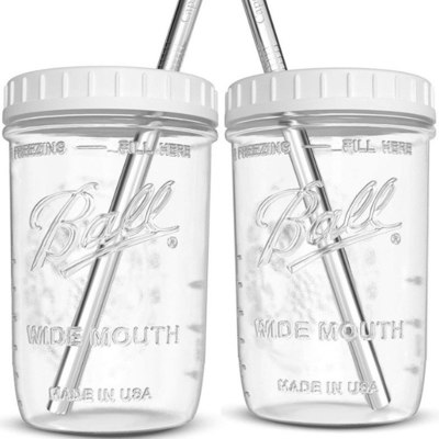 De brede Koppen van de Thee Opnieuw te gebruiken Smoothie van het Mondglas met Stro 16oz 24oz
