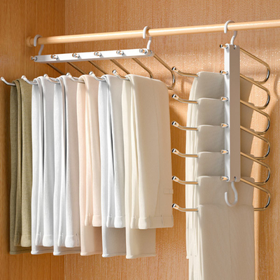 Ruimte van de Hangers Antislipkleren van de Besparingsbroek Organisator 5 Gelaagd Broekrek