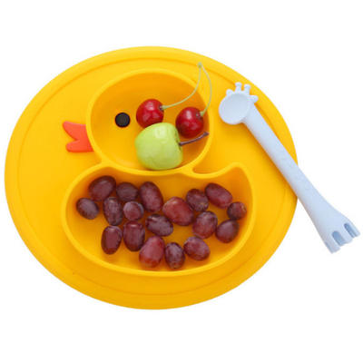 Platen van Misstap niet de Gele Duck Silicone Divided Plate Toddler