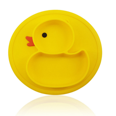 Platen van Misstap niet de Gele Duck Silicone Divided Plate Toddler