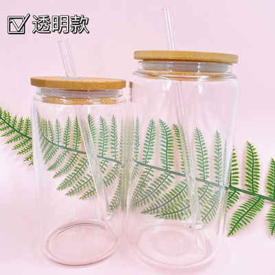 12oz 16oz 25oz Juice Glass Cup With Straw en Bamboedeksel